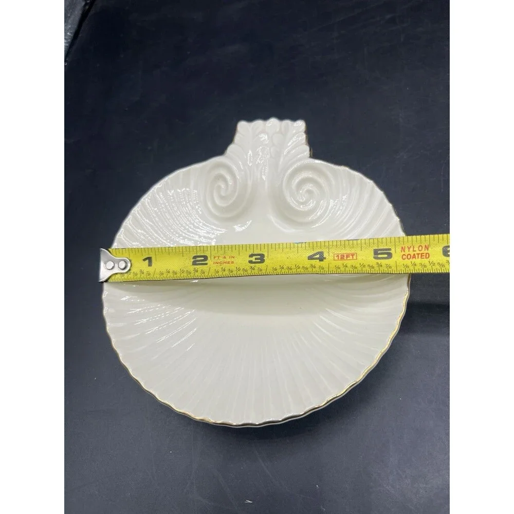 Lenox Aegean Shell Dish Ivory Porcelain Gold Trim Candy Ring Catchall Japan